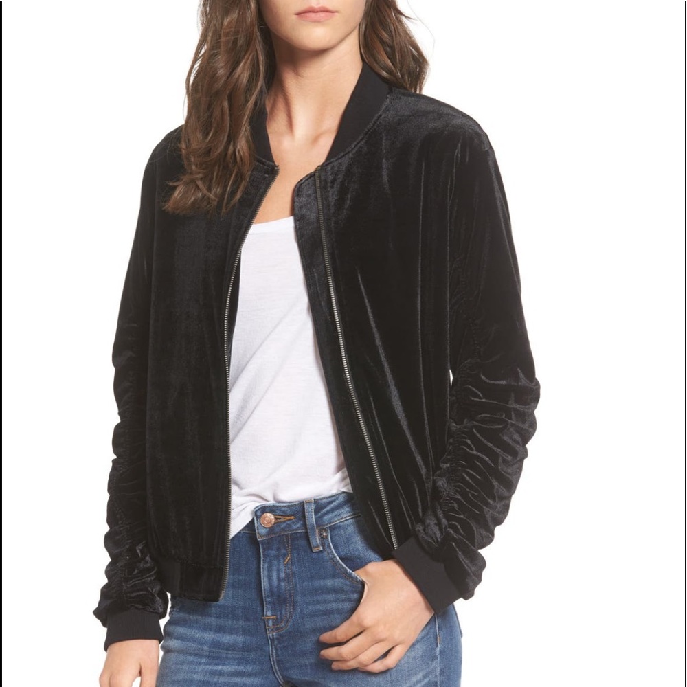Ruched Velvet Bomber
